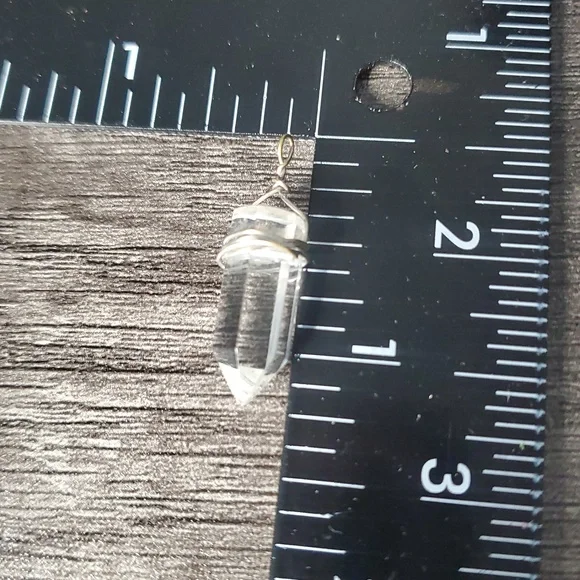 Clear Crystal Point Pendant Silver Wire Wrapped P412 - Picture 4 of 4